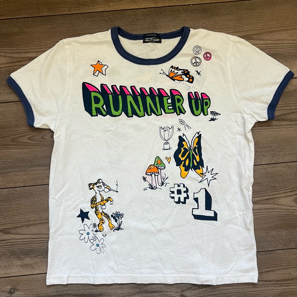 New Mother The Lil Goodie Ringer Runner Tee Sz Small